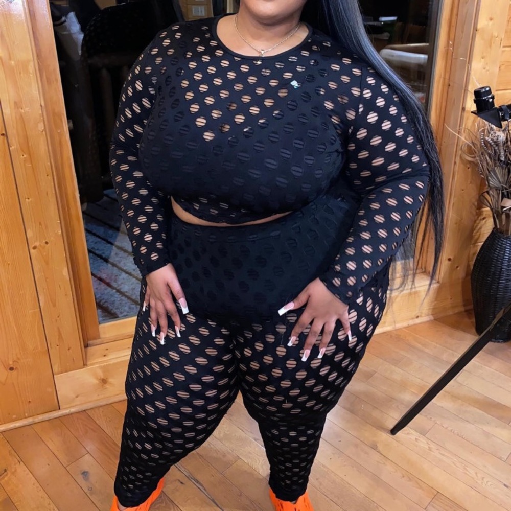 Plus Size Fited Fish Net Pants Set💋 PLUS SIZE 3XL